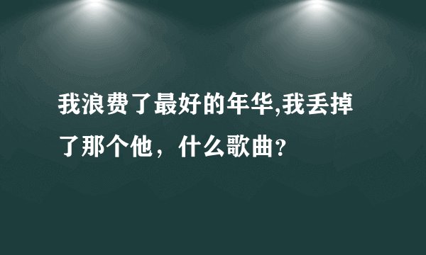 我浪费了最好的年华,我丢掉了那个他，什么歌曲？