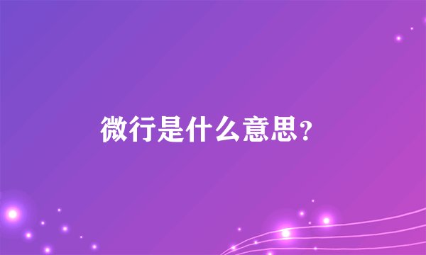 微行是什么意思？