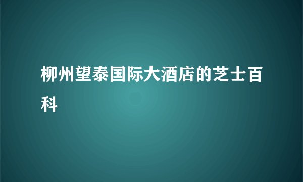 柳州望泰国际大酒店的芝士百科