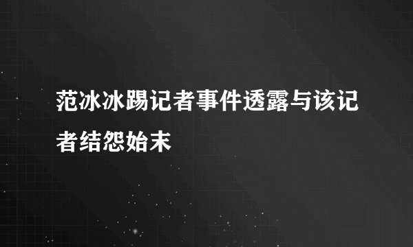 范冰冰踢记者事件透露与该记者结怨始末