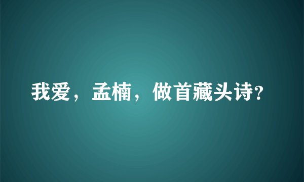 我爱，孟楠，做首藏头诗？