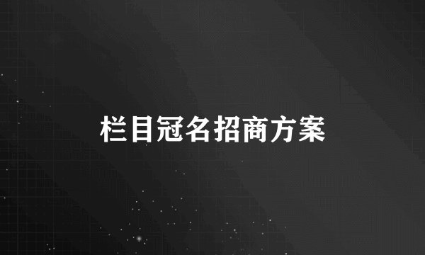 栏目冠名招商方案
