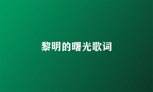 黎明的曙光歌词