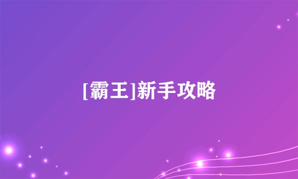 [霸王]新手攻略
