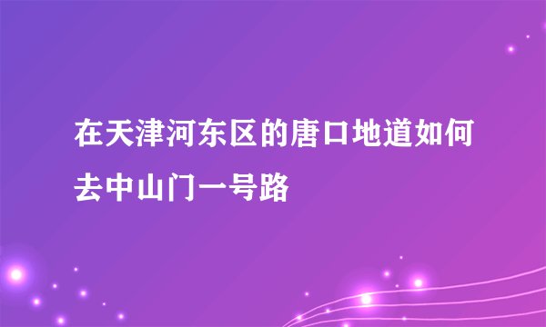 在天津河东区的唐口地道如何去中山门一号路