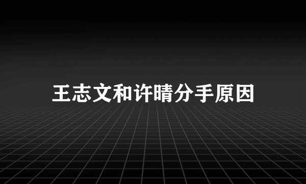 王志文和许晴分手原因