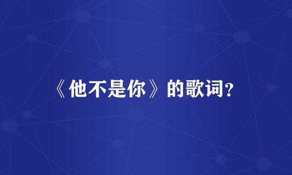 《他不是你》的歌词？