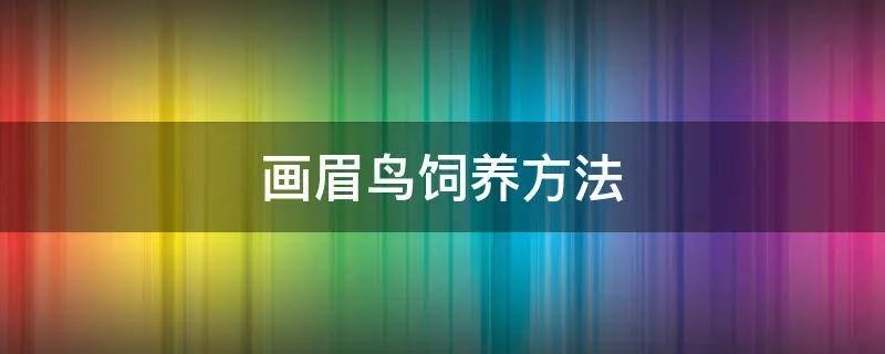 画眉鸟饲养方法