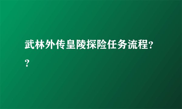 武林外传皇陵探险任务流程？？