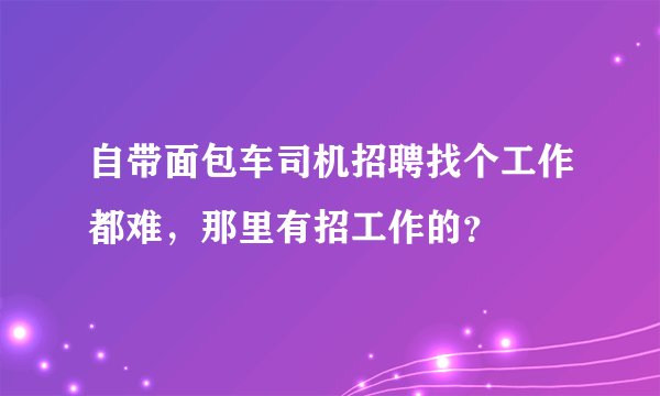 自带面包车司机招聘找个工作都难，那里有招工作的？