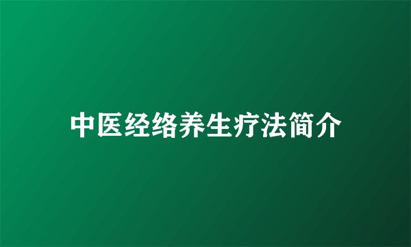 中医经络养生疗法简介