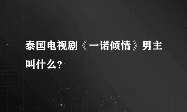 泰国电视剧《一诺倾情》男主叫什么？