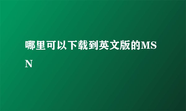 哪里可以下载到英文版的MSN