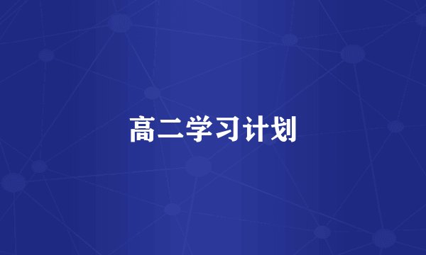 高二学习计划