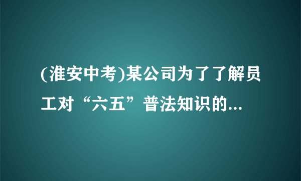 (淮安中考)某公司为了了解员工对“六五”普法知识的知晓情况,从本公司随机选取40名员工进行普法知识考查,对考查成绩进行统计(成绩均为整数,满分100分),并依据统计数据绘制了如下尚不完整的统计图表.组别分数段/分频数/人数频率150.5～60.52a260.5～70.560.15370.5～80.5bc480.5～90.5120.30590.5～100.560.15合计401.00