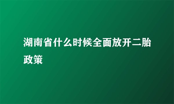 湖南省什么时候全面放开二胎政策