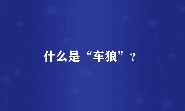 什么是“车狼”？