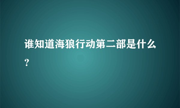 谁知道海狼行动第二部是什么?