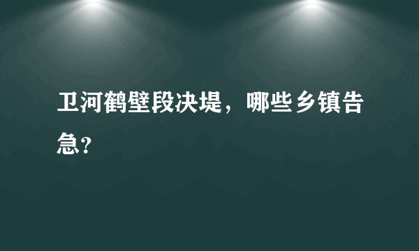 卫河鹤壁段决堤，哪些乡镇告急？
