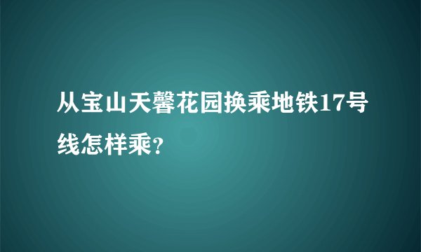 从宝山天馨花园换乘地铁17号线怎样乘？