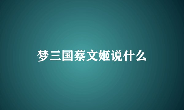 梦三国蔡文姬说什么