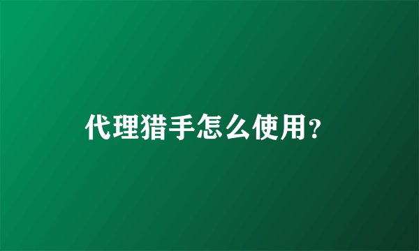 代理猎手怎么使用?
