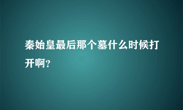 秦始皇最后那个墓什么时候打开啊？