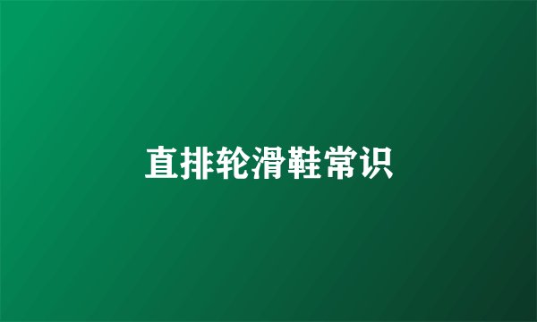 直排轮滑鞋常识