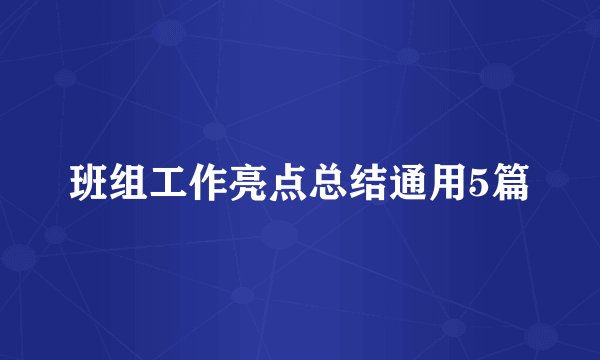 班组工作亮点总结通用5篇