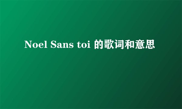 Noel Sans toi 的歌词和意思