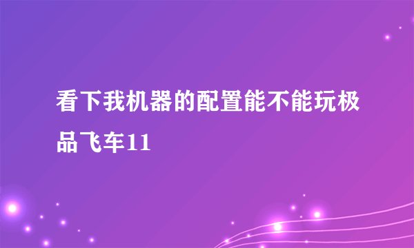 看下我机器的配置能不能玩极品飞车11