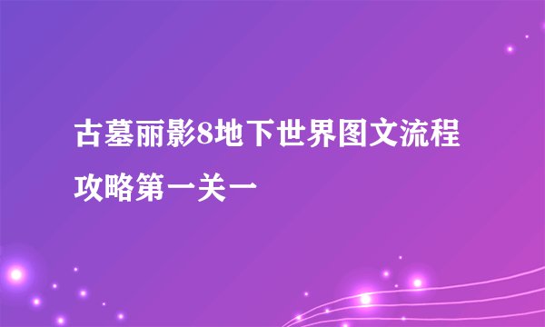 古墓丽影8地下世界图文流程攻略第一关一