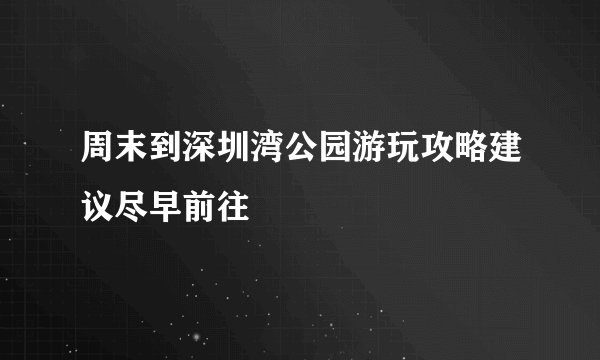 周末到深圳湾公园游玩攻略建议尽早前往