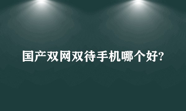 国产双网双待手机哪个好?