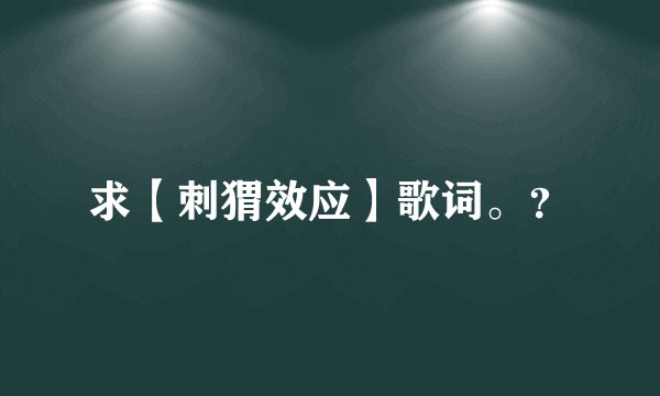 求【刺猬效应】歌词。？