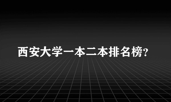 西安大学一本二本排名榜？