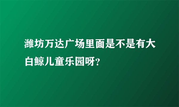 潍坊万达广场里面是不是有大白鲸儿童乐园呀？