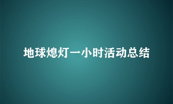 地球熄灯一小时活动总结