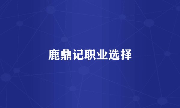 鹿鼎记职业选择
