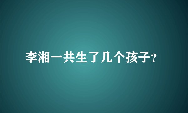 李湘一共生了几个孩子？