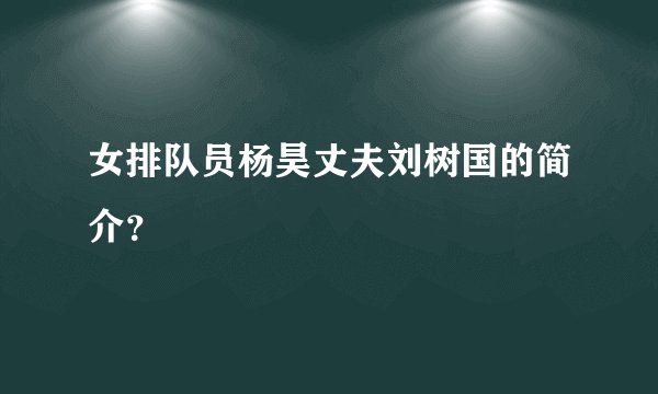 女排队员杨昊丈夫刘树国的简介？