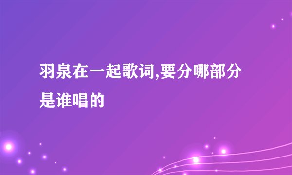 羽泉在一起歌词,要分哪部分是谁唱的