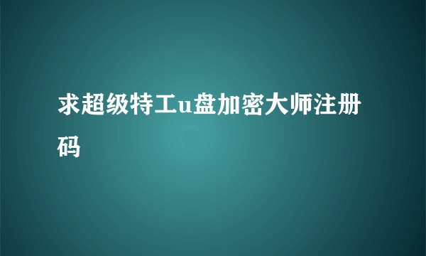 求超级特工u盘加密大师注册码