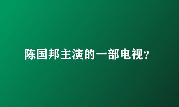 陈国邦主演的一部电视？