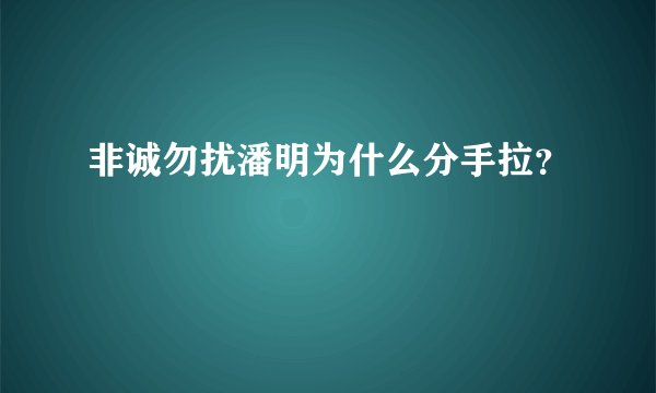 非诚勿扰潘明为什么分手拉？
