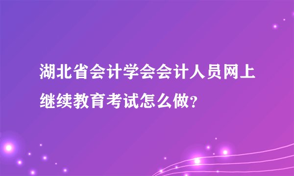 湖北省会计学会会计人员网上继续教育考试怎么做?