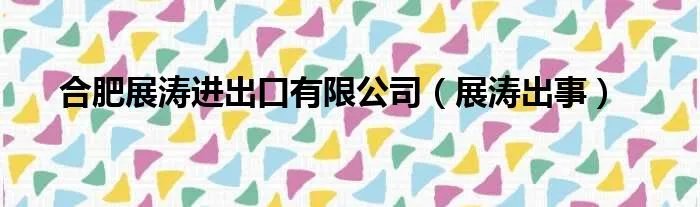 合肥展涛进出口有限公司（展涛出事）