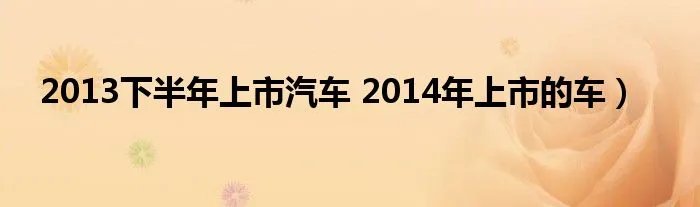 2013下半年上市汽车 2014年上市的车）