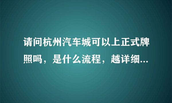 请问杭州汽车城可以上正式牌照吗,是什么流程,越详细越好,多谢,急!