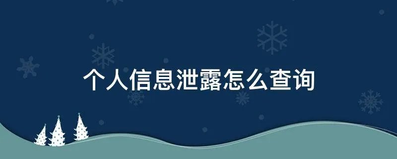 个人信息泄露怎么查询